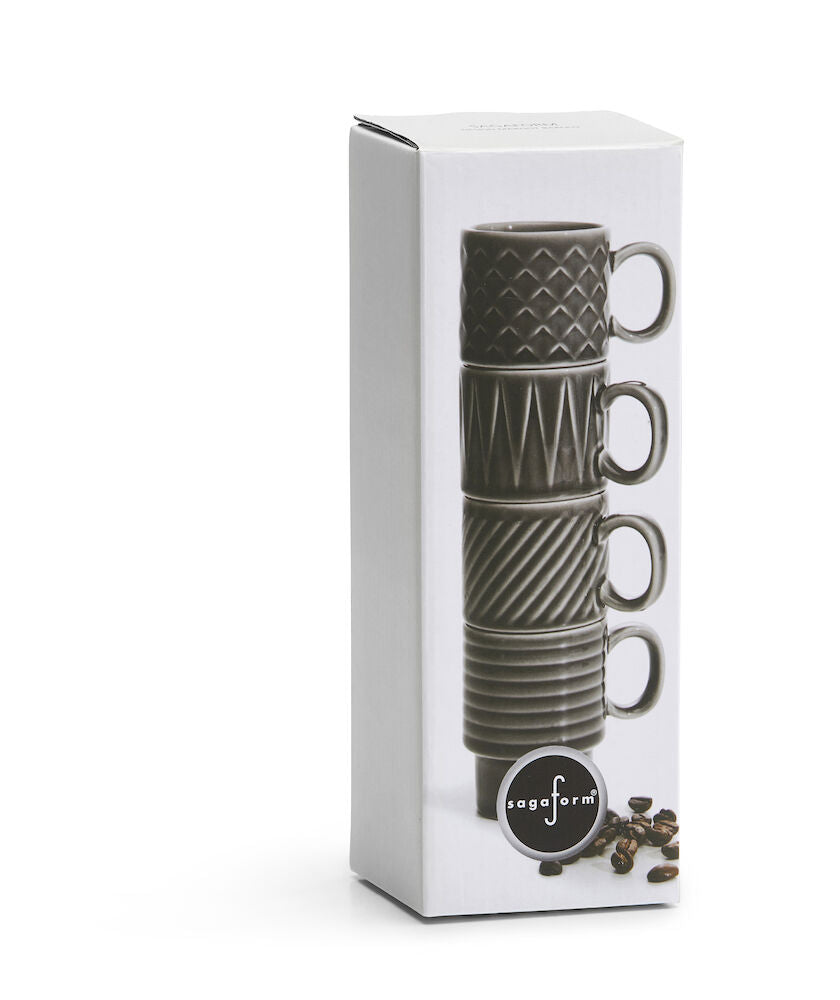 Coffee & More espresso mug, 4-pcs (Grey)