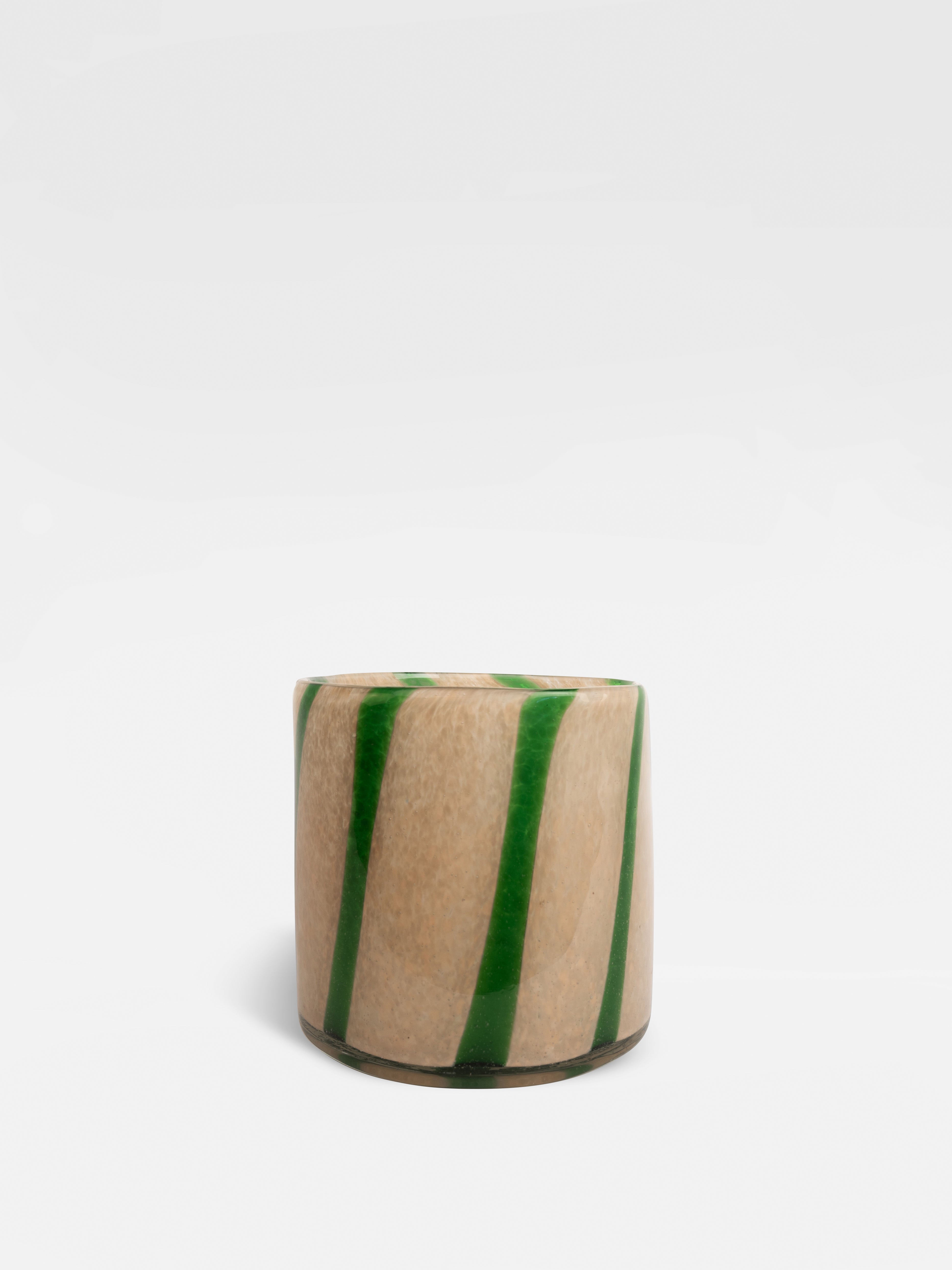 Candle holder Calore Curve M (Green/beige)