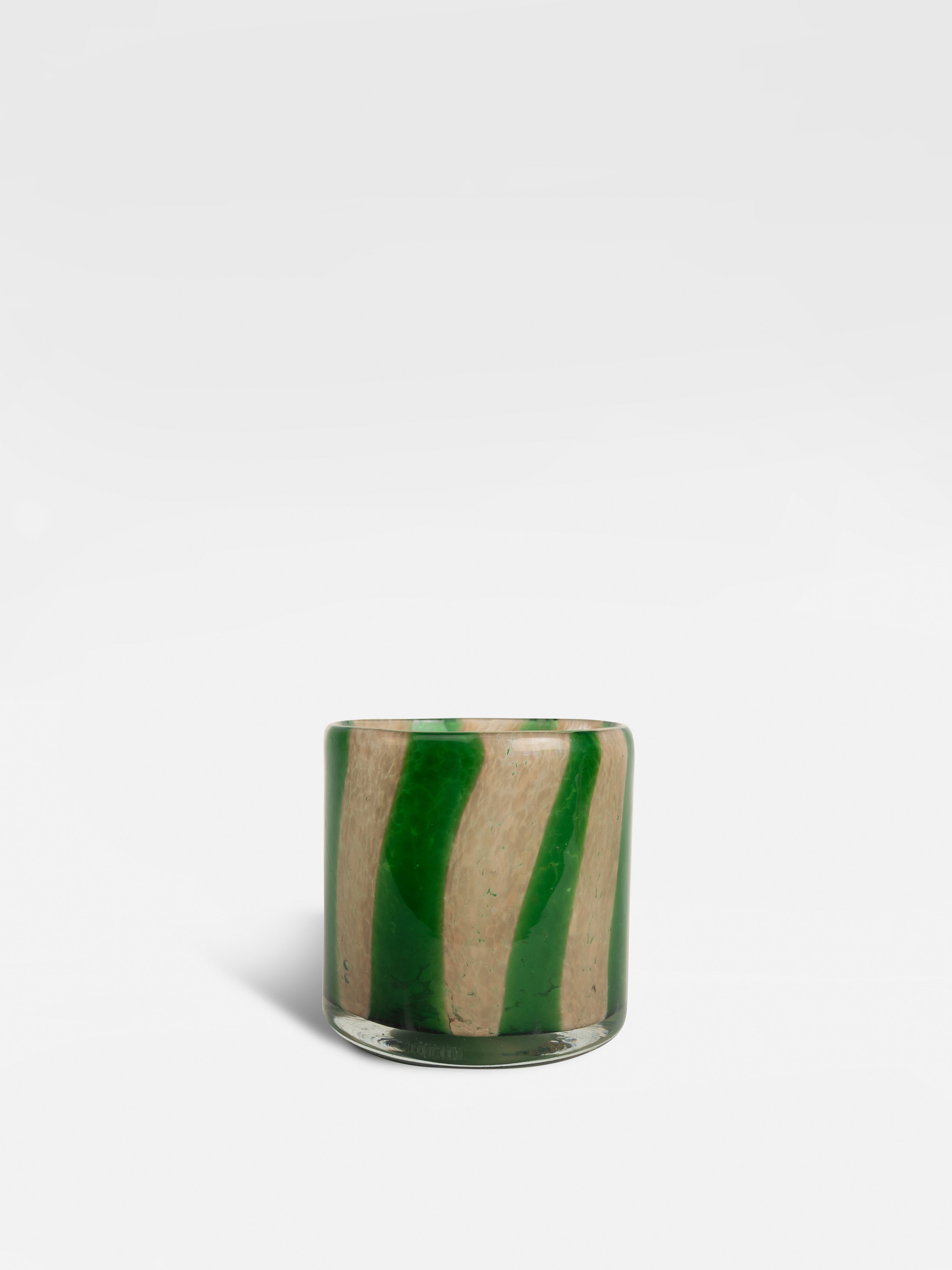 Candle holder Calore Curve XS (Green/beige)