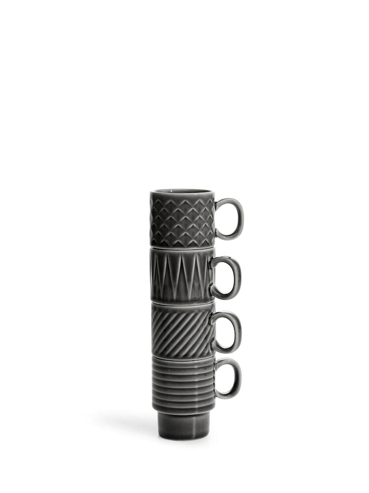 Coffee & More espresso mug, 4-pcs (Grey)