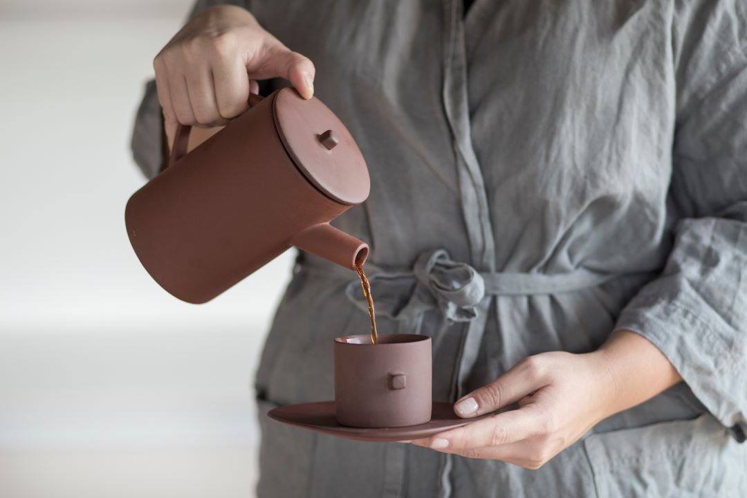 Coffee cup and plate Clay