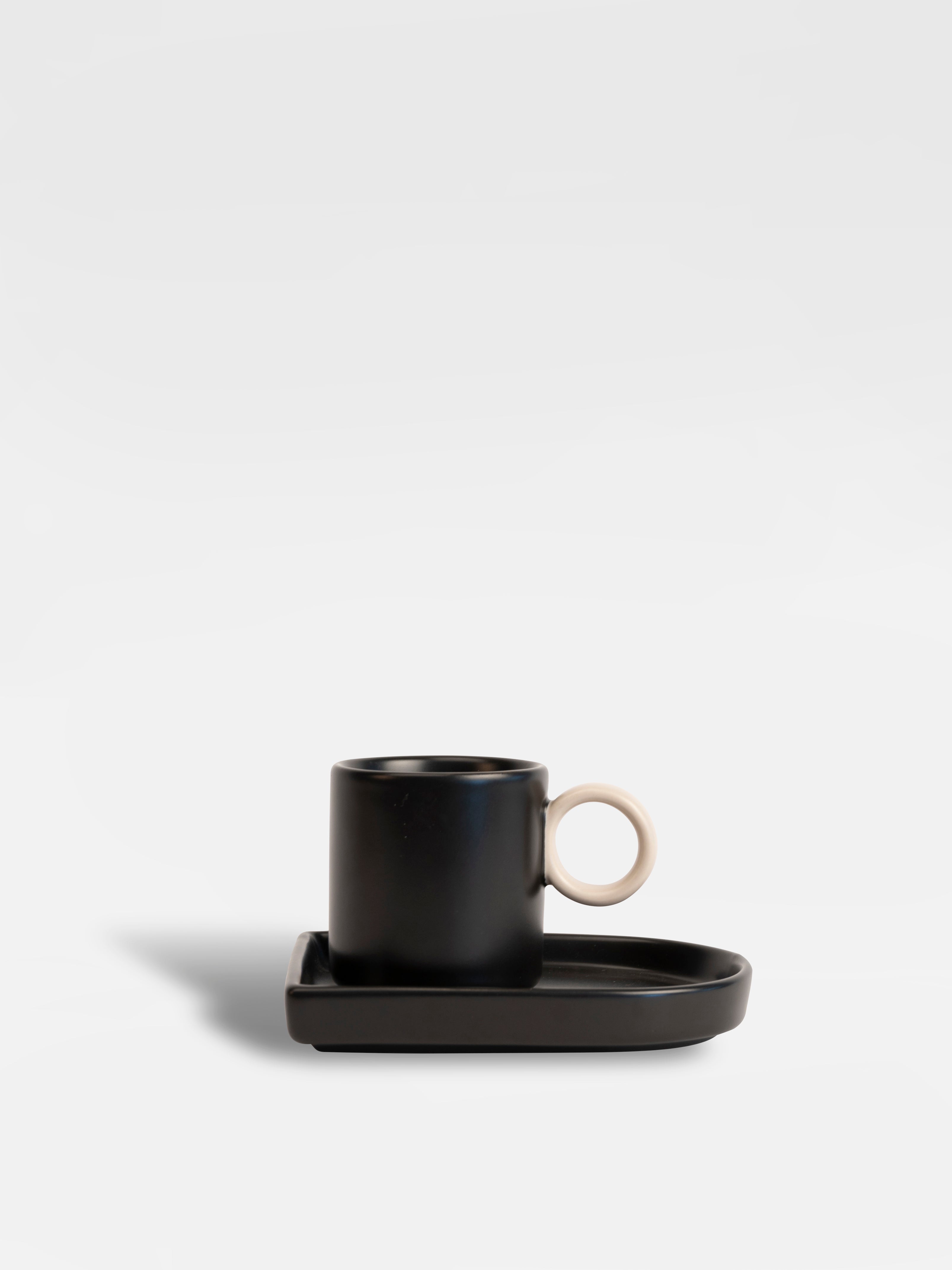 Espresso cup and plate Niki (Black/beige)